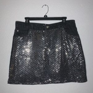 Topshop Black denim silver sparkle skirt- 12